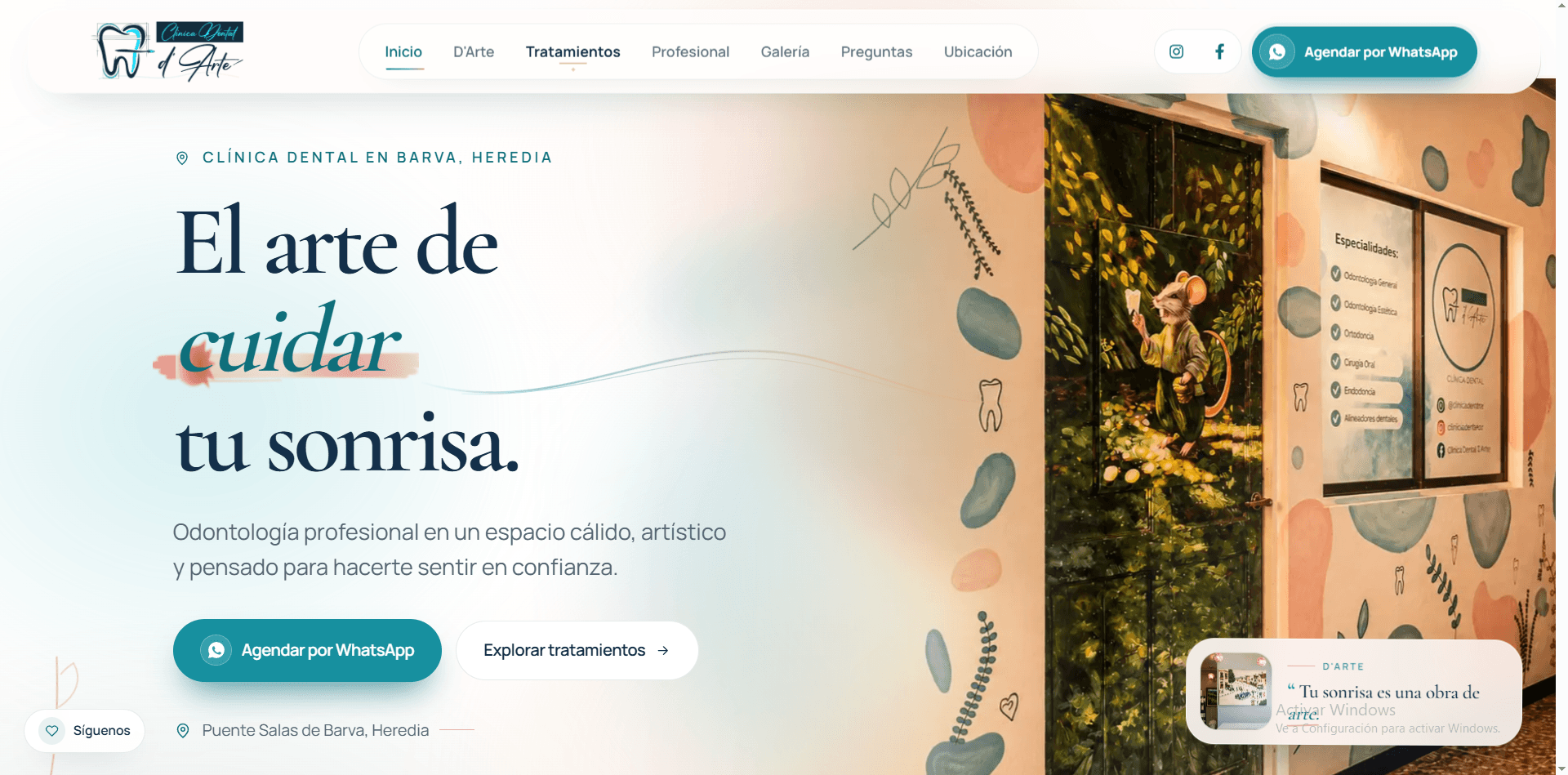 Clínica Dental D’Arte — Inicio (proyecto de GYA Systems)