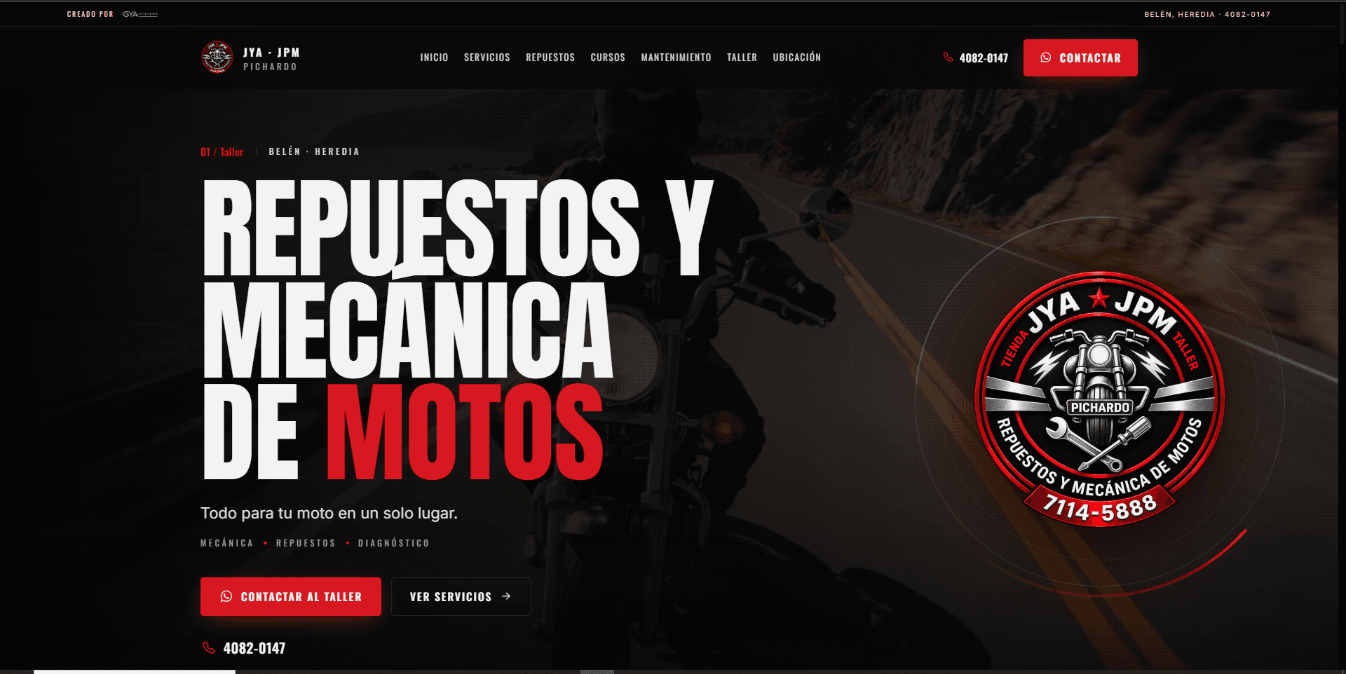 Página de inicio de JYA JPM, desarrollada por GYA Systems